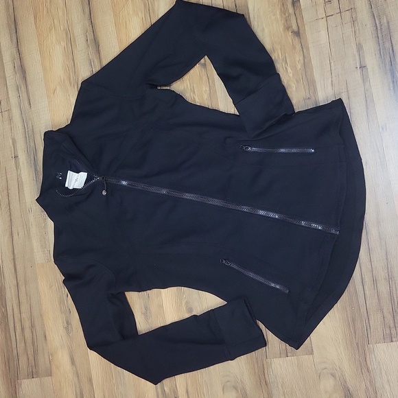 QUEENIEKE Black Zip Up Zippered Pocket Thumbhole Athletic Jacket - Picture 1 of 16